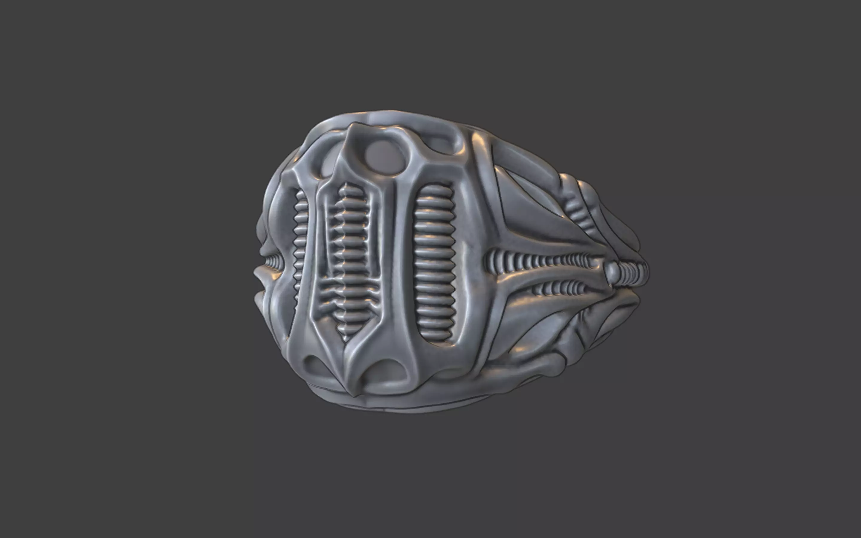 bioorganic giger style ring  v4 3D print model_0