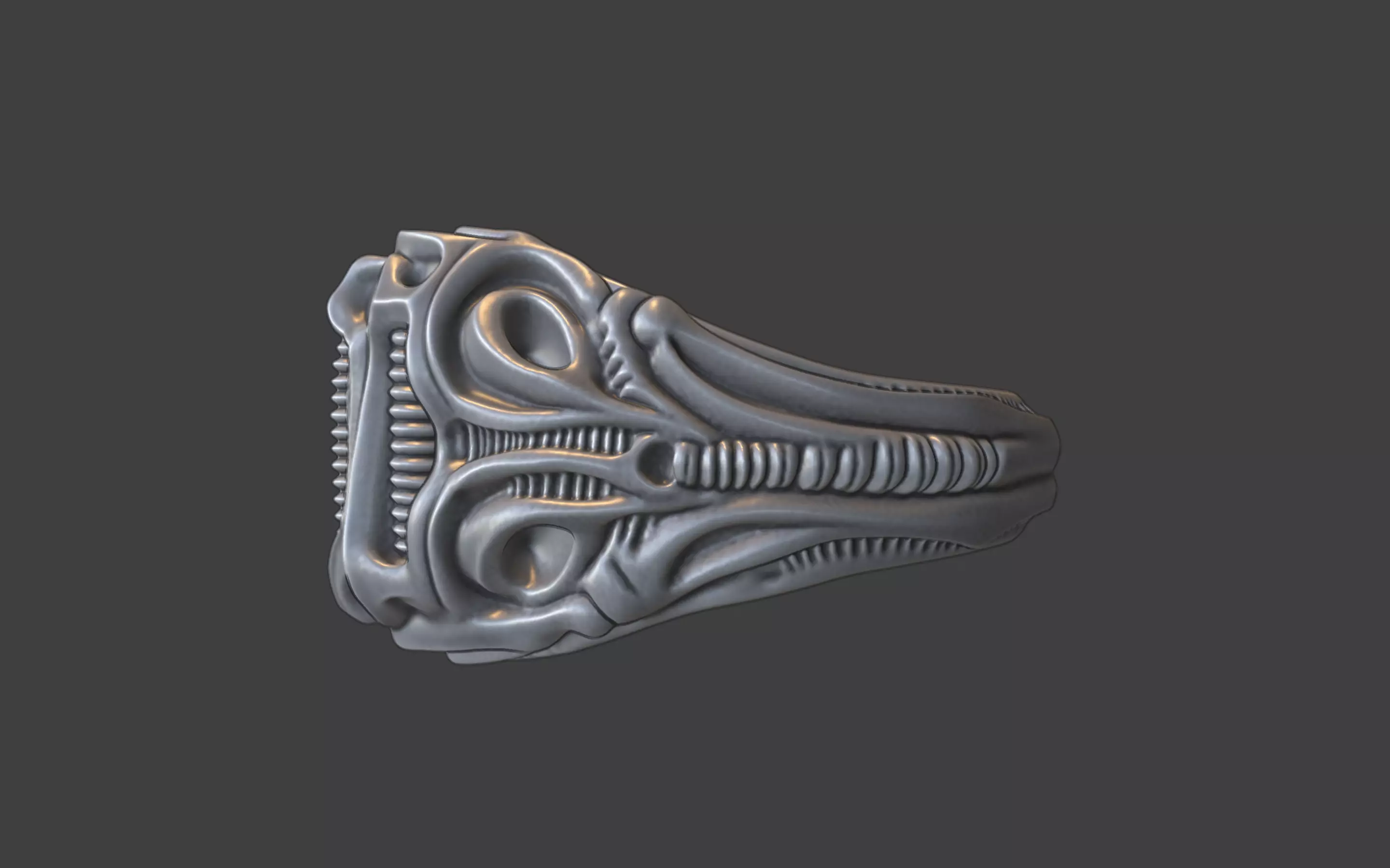 bioorganic giger style ring  v4 3D print model_10