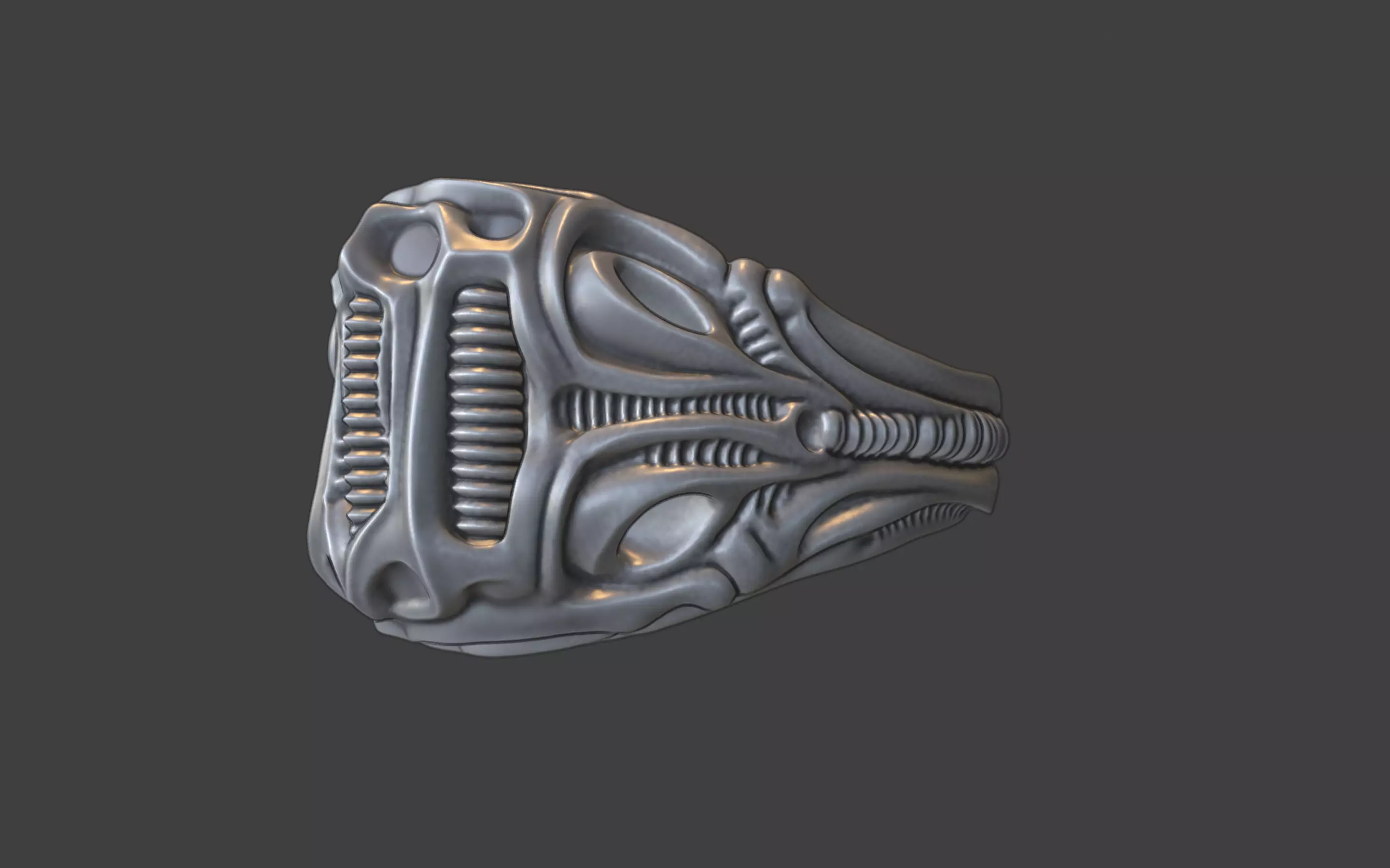 bioorganic giger style ring  v4 3D print model_4