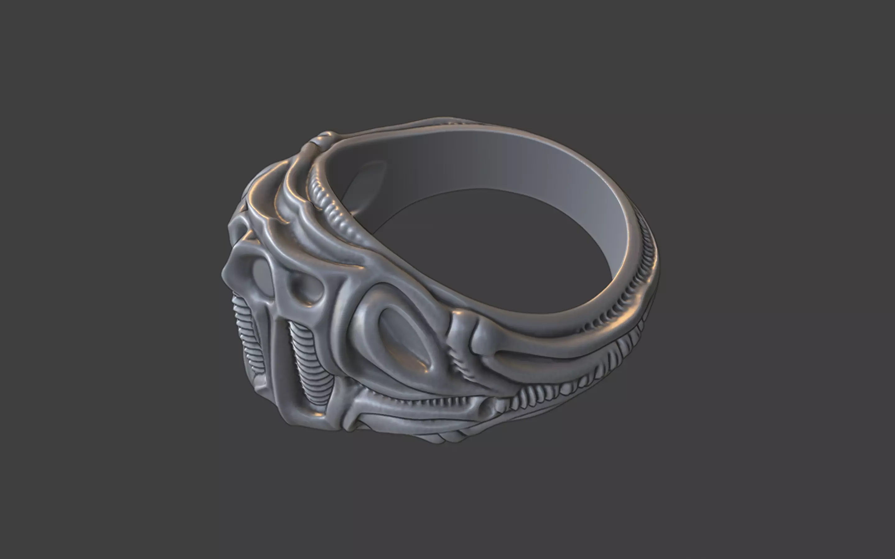 bioorganic giger style ring  v4 3D print model_15