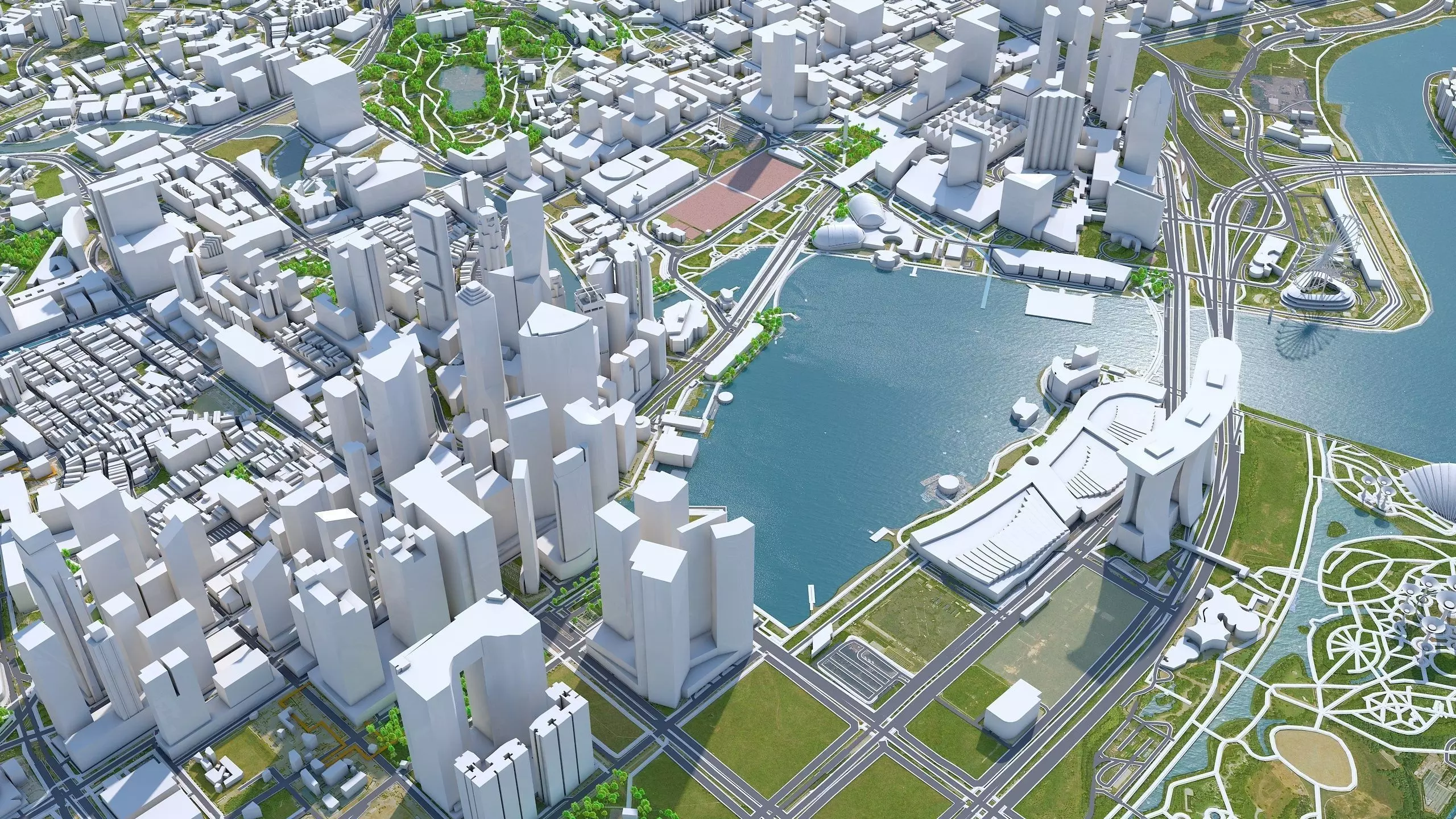 Singapore Downtown Low-poly 3D model Low-poly 3D model_0