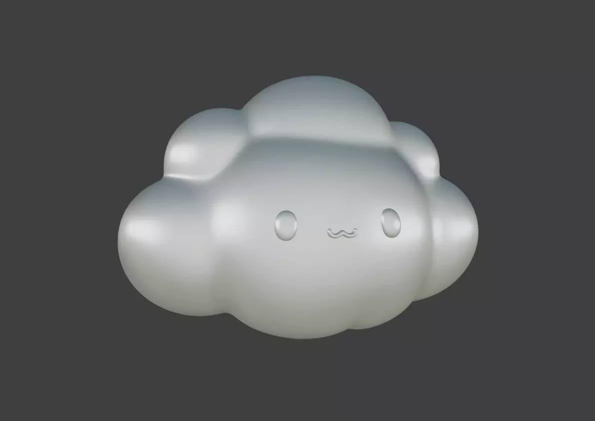 The cartoon little white cloud is so cute 3D print model_0