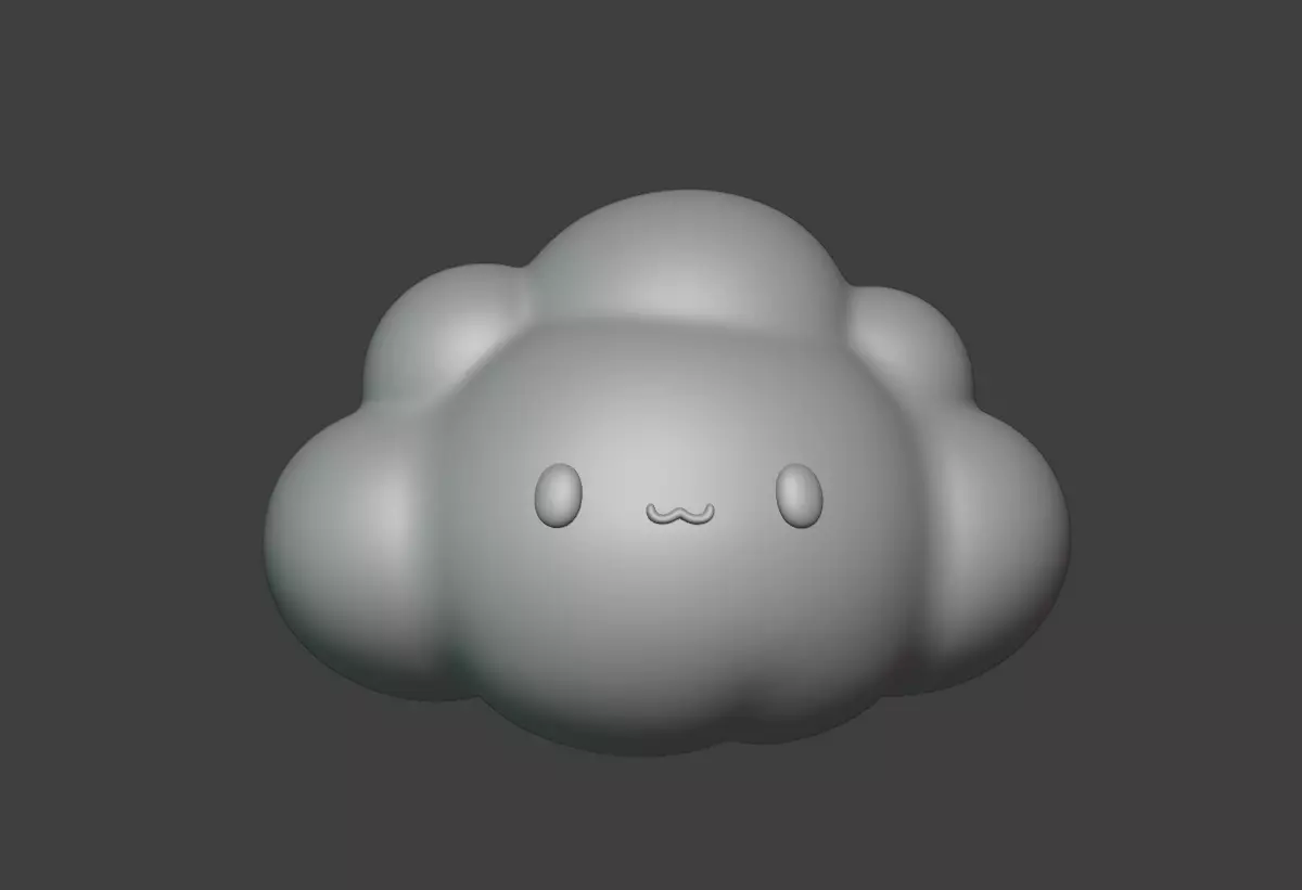 The cartoon little white cloud is so cute 3D print model_1