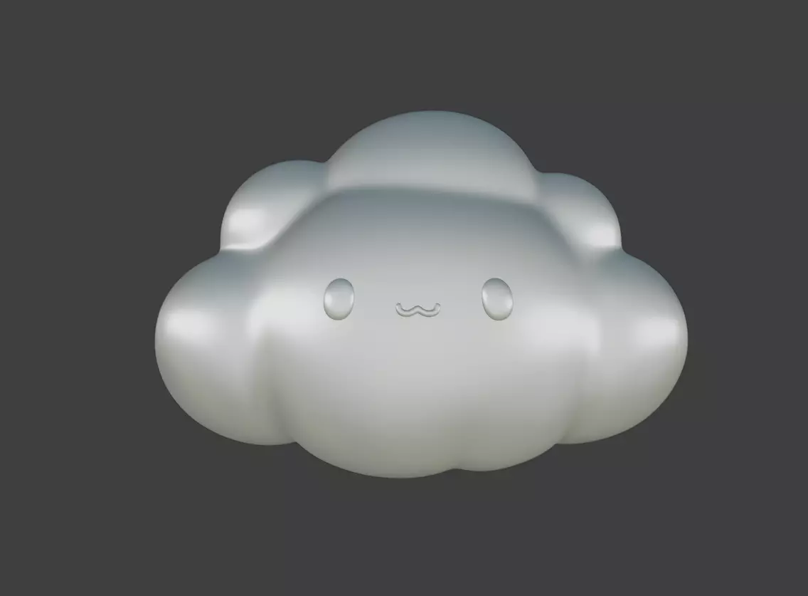 The cartoon little white cloud is so cute 3D print model_4