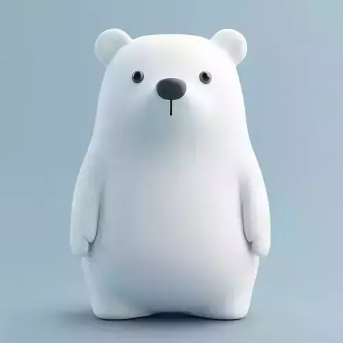 Cute Polar Bear 3D Minimalist Cartoon Animal Soft White Fur