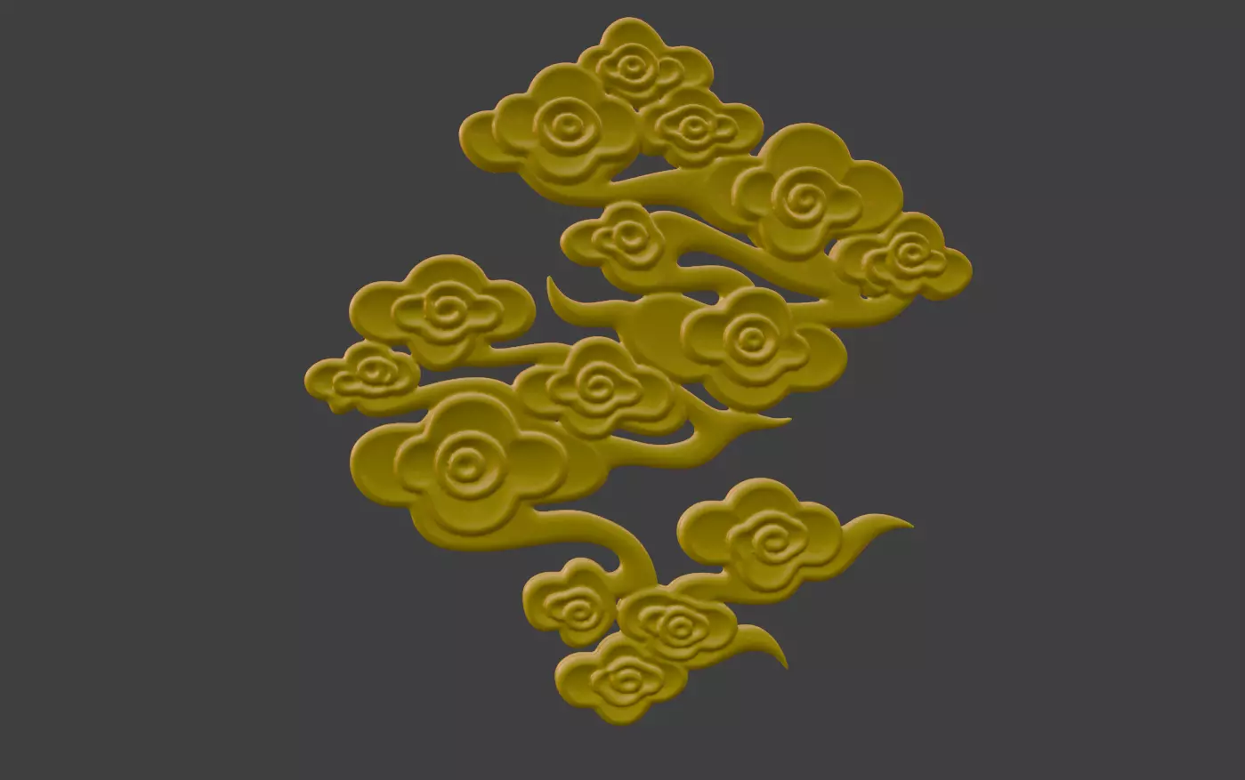 Xiangyun 3D sculpture Ruyi Xiangyun jade relief ancient 3D print model_0