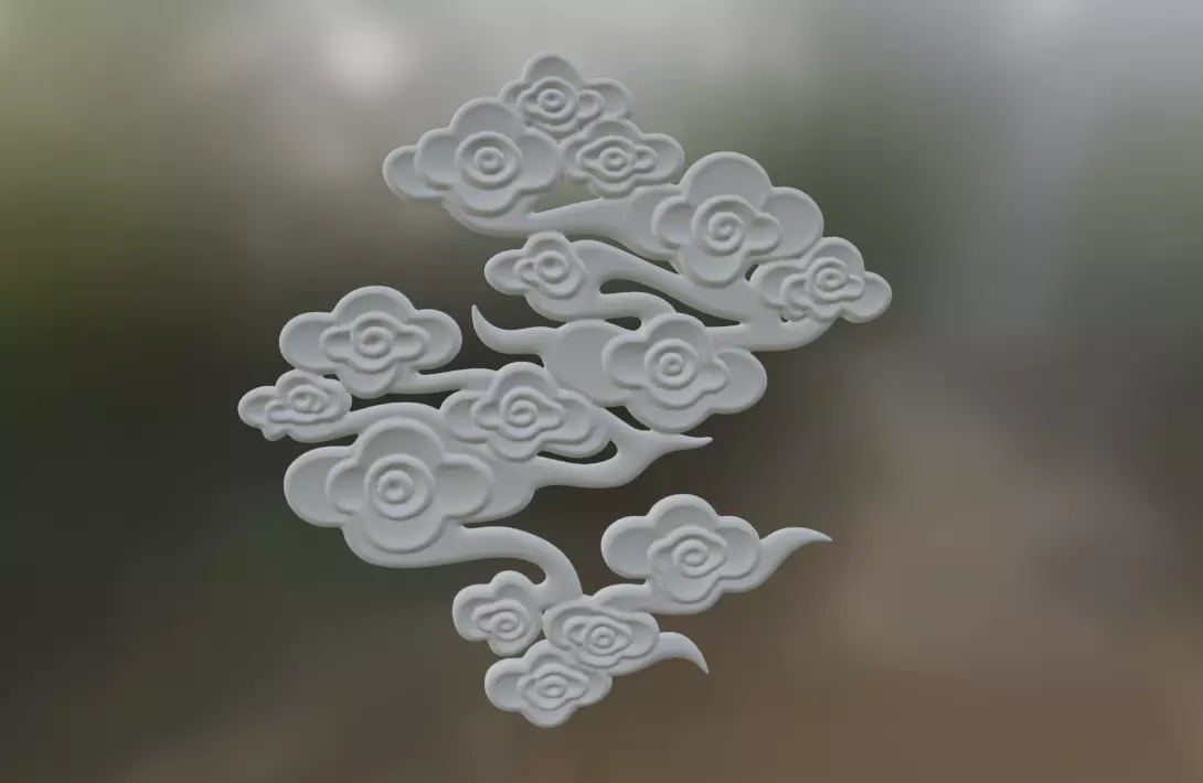 Xiangyun 3D sculpture Ruyi Xiangyun jade relief ancient 3D print model_2