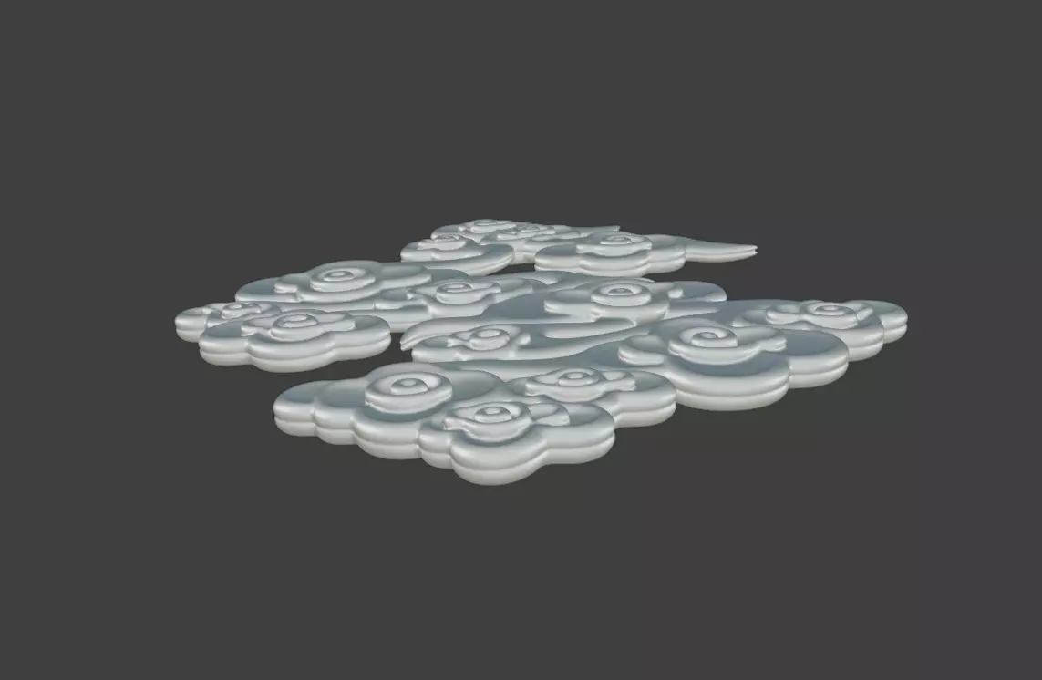 Xiangyun 3D sculpture Ruyi Xiangyun jade relief ancient 3D print model_3