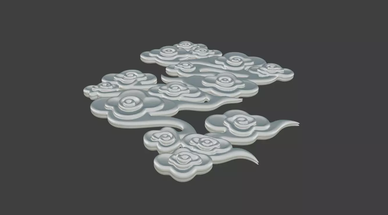 Xiangyun 3D sculpture Ruyi Xiangyun jade relief ancient 3D print model_1