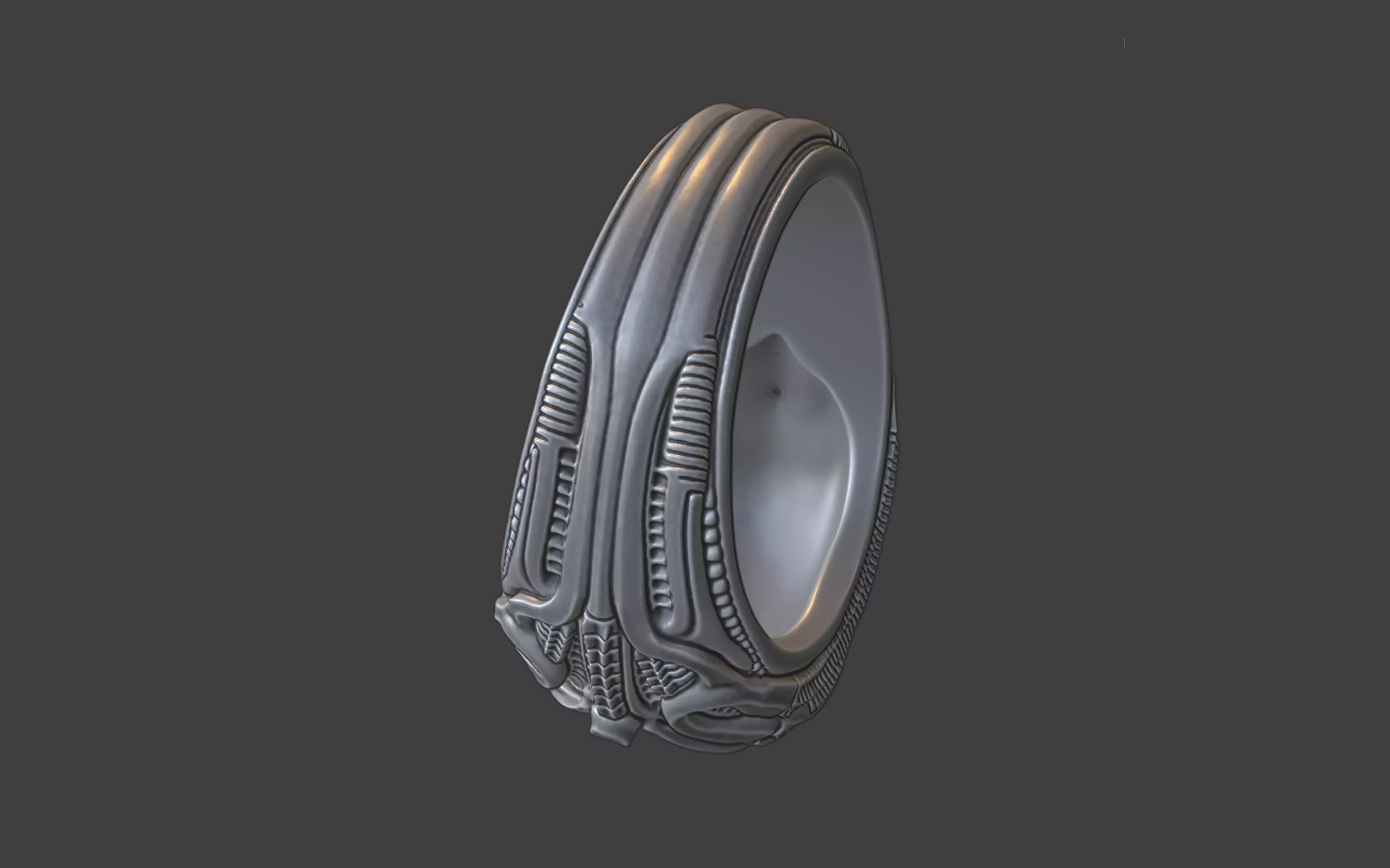 bioorganic giger style ring v7 3D print model_13