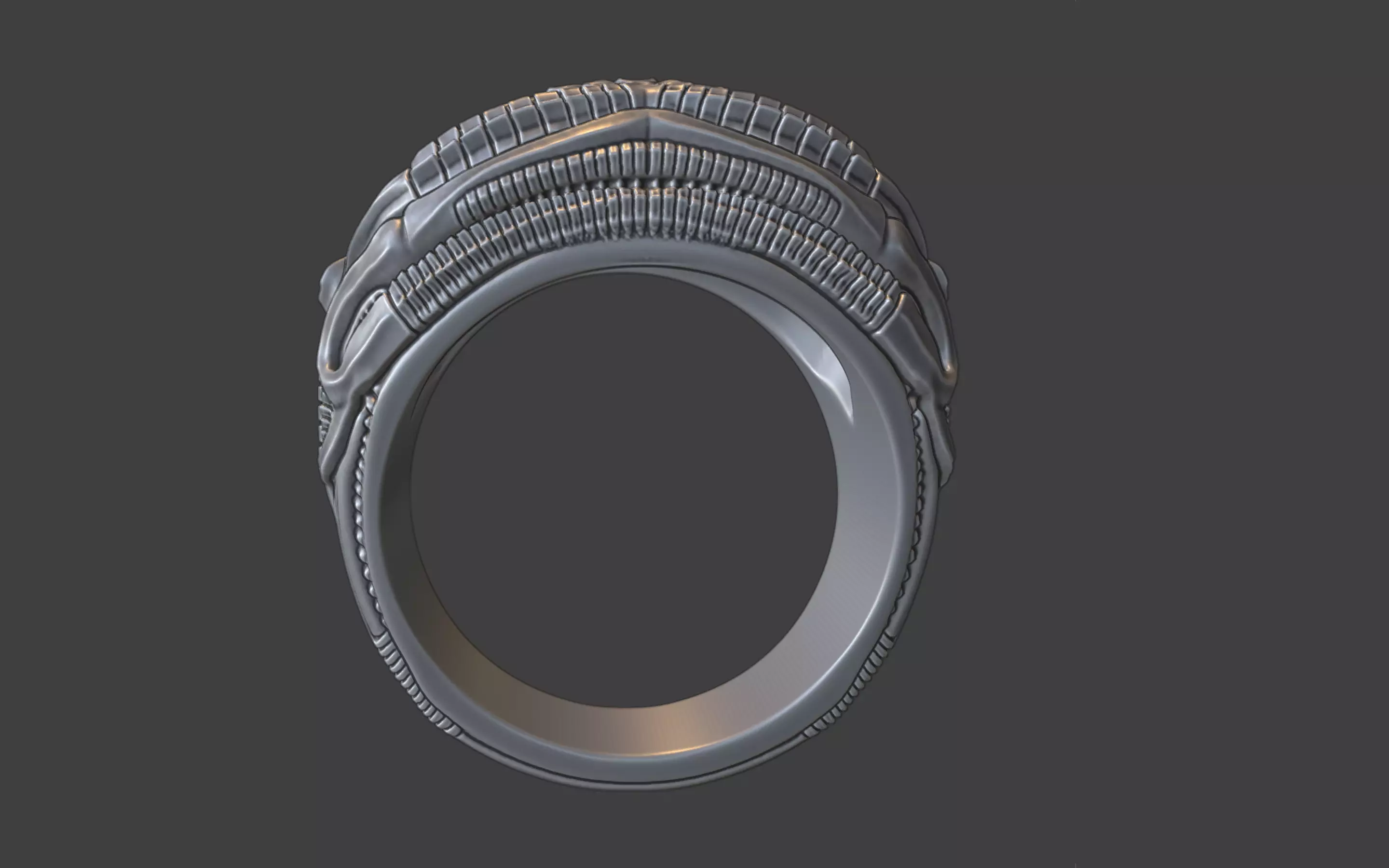bioorganic giger style ring v7 3D print model_19