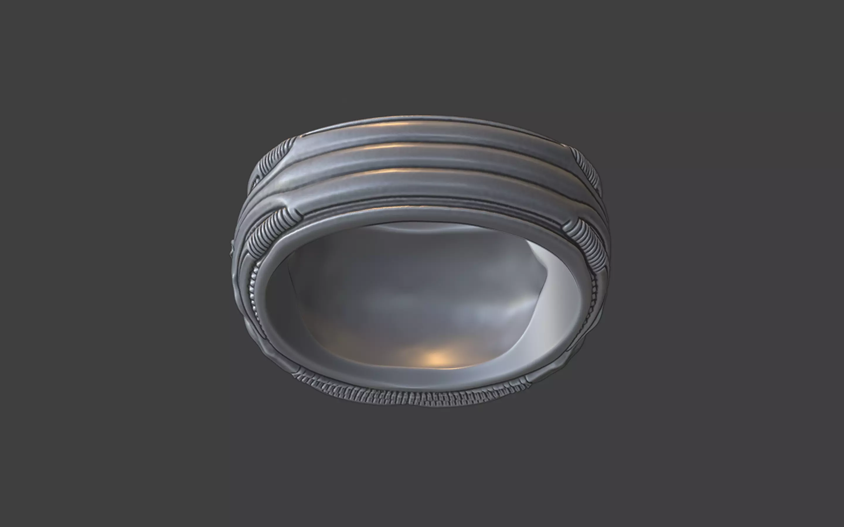 bioorganic giger style ring v7 3D print model_12