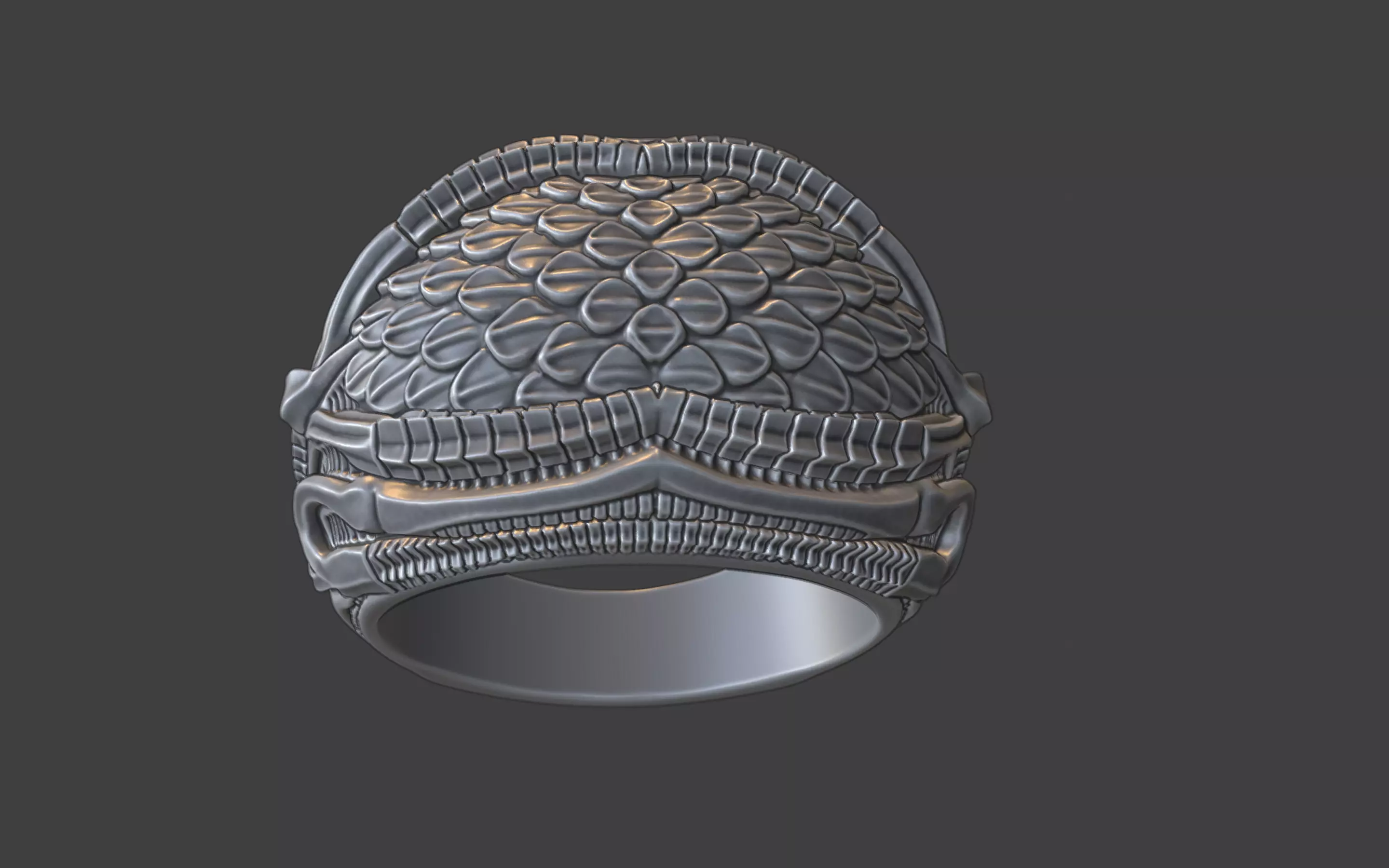 bioorganic giger style ring v7 3D print model_26
