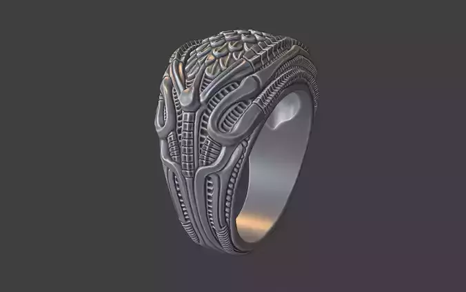 bioorganic giger style ring  v7 3D print model