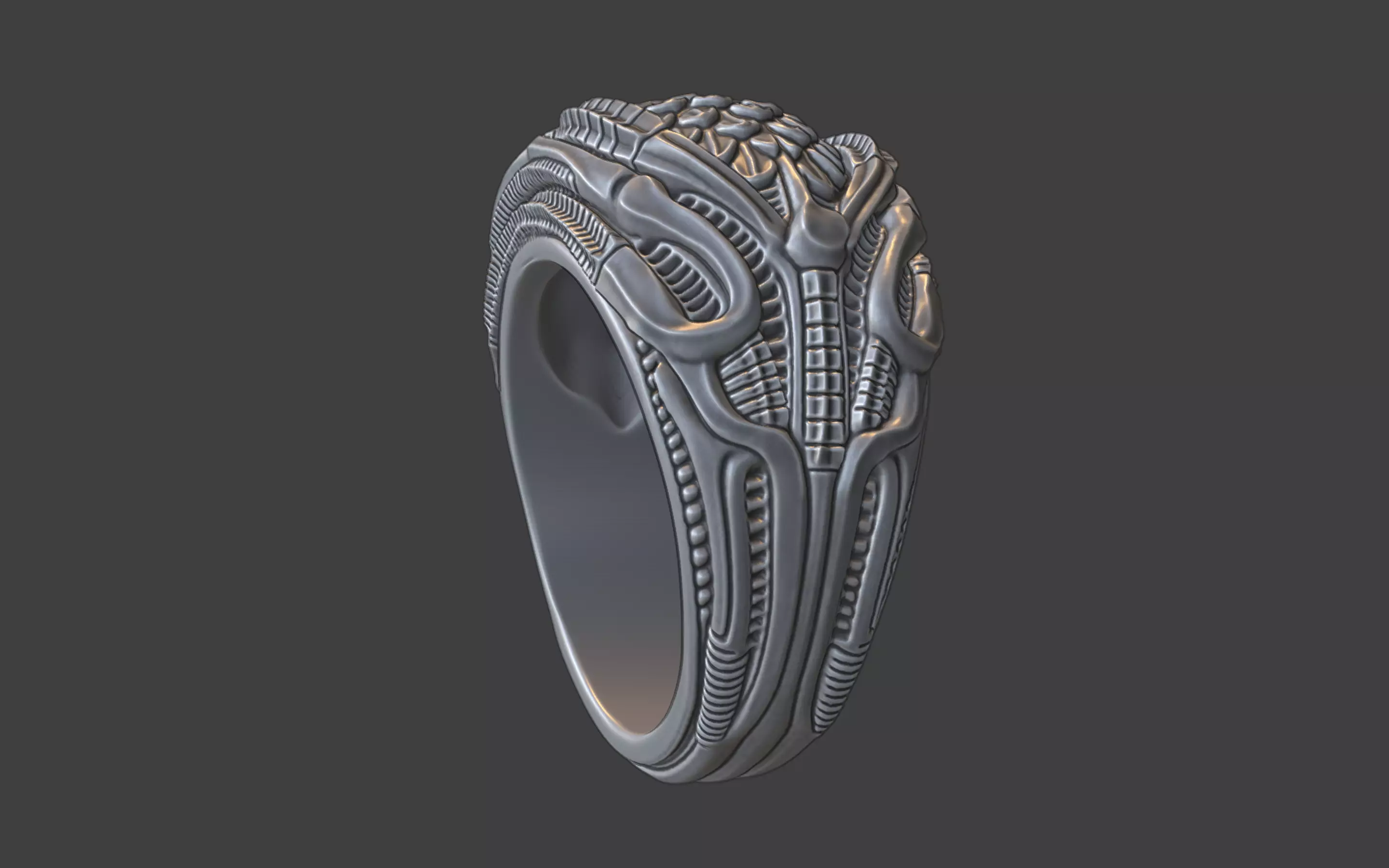 bioorganic giger style ring v7 3D print model_14