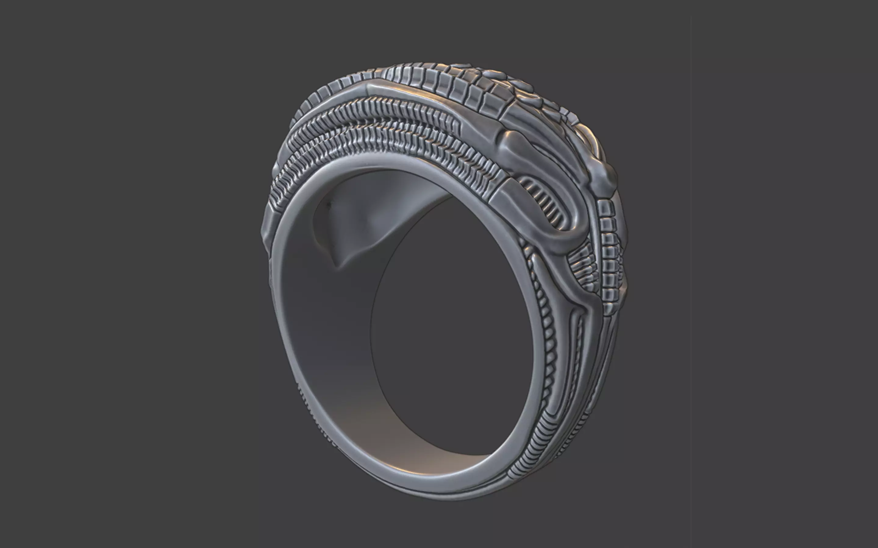 bioorganic giger style ring v7 3D print model_2