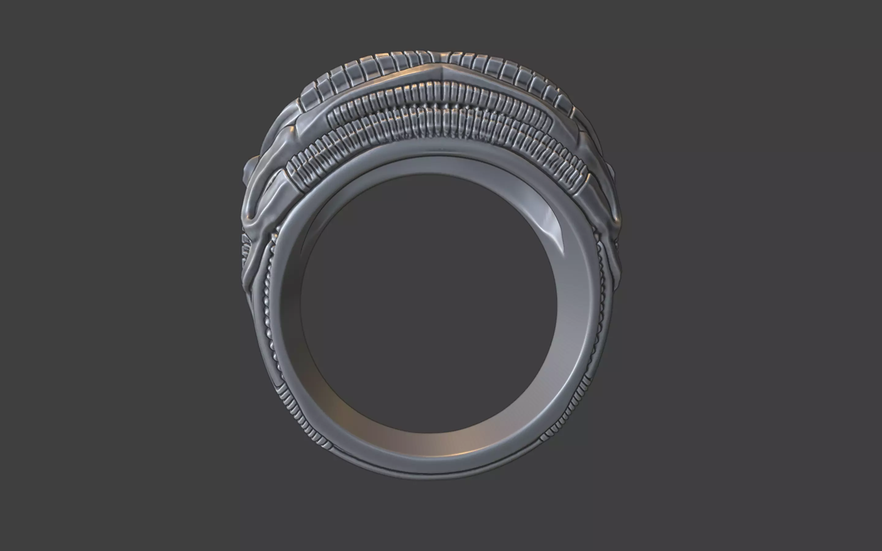 bioorganic giger style ring v7 3D print model_1
