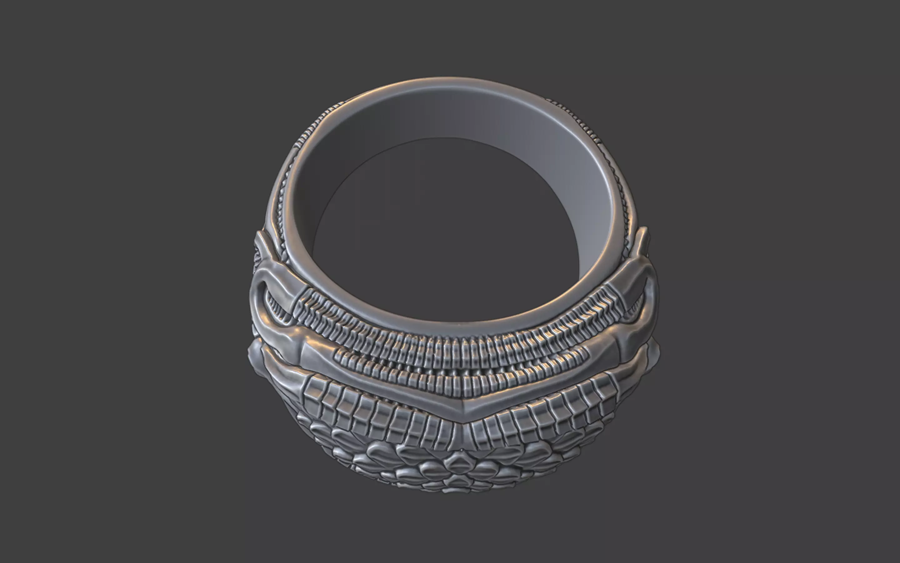 bioorganic giger style ring v7 3D print model_10