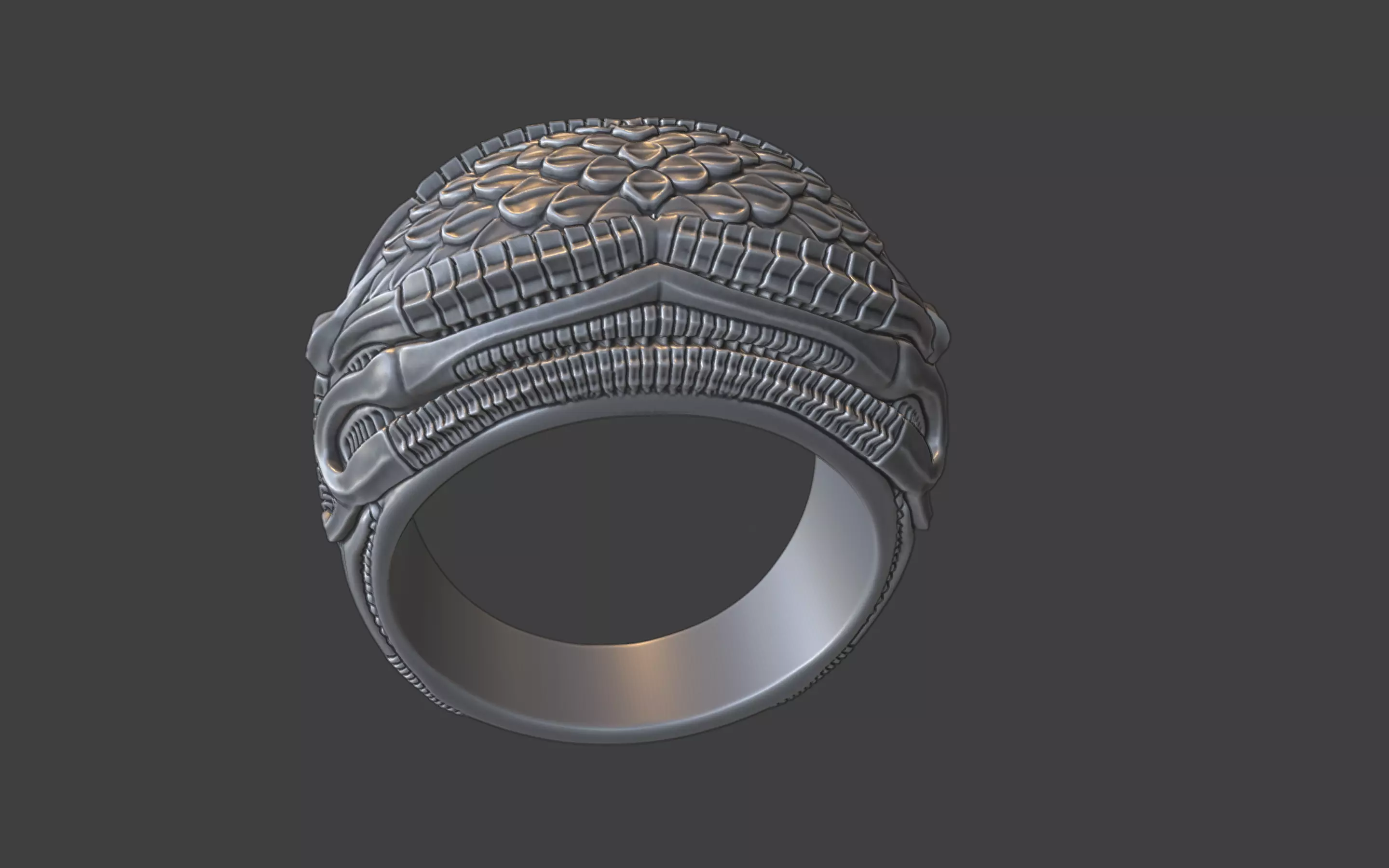 bioorganic giger style ring v7 3D print model_24