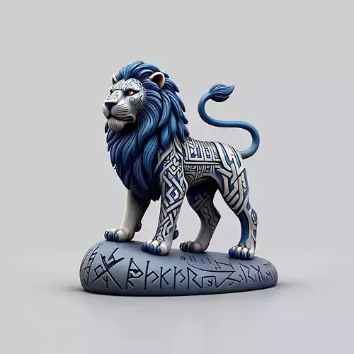 2292Laughing African Lion Full Color Totem 3D Model