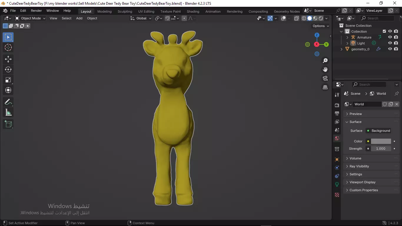 Cute Deer Tedy Bear Toy Low-poly 3D model_53