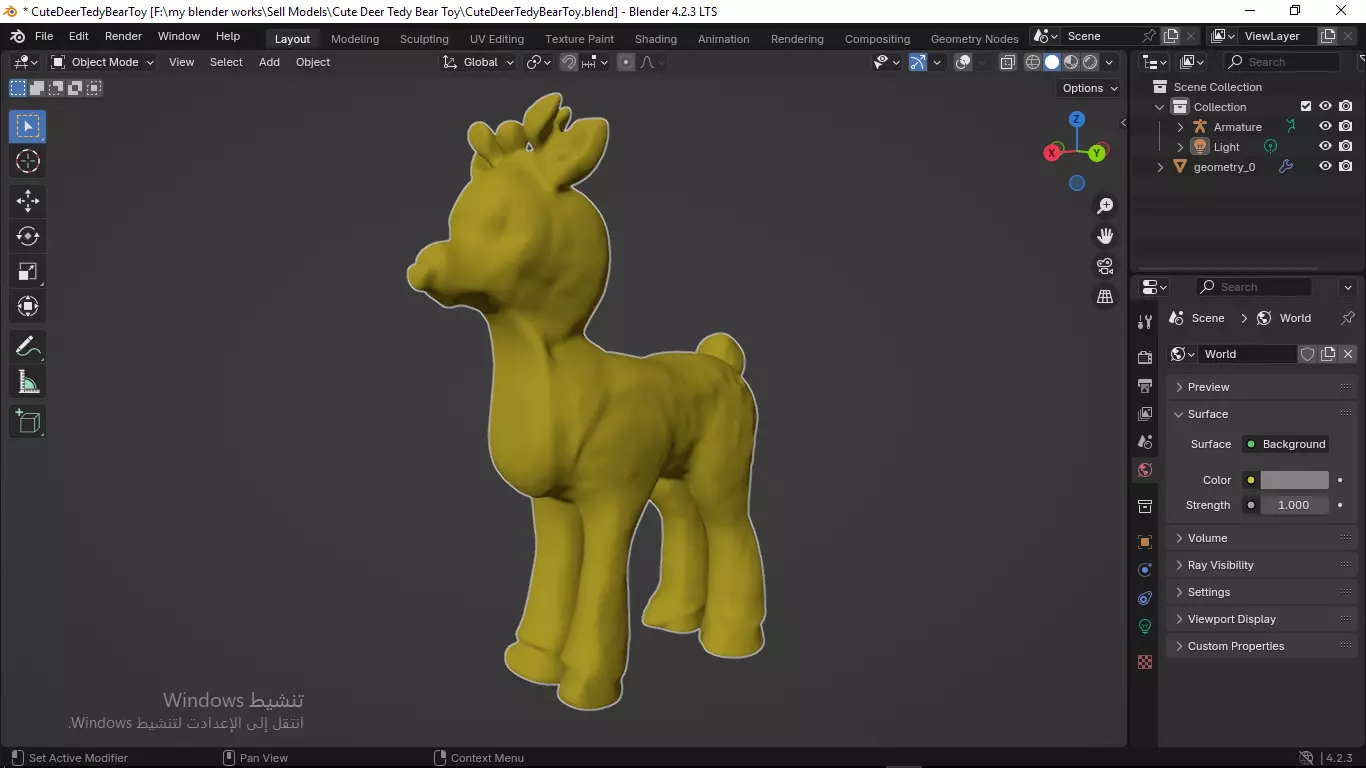 Cute Deer Tedy Bear Toy Low-poly 3D model_54