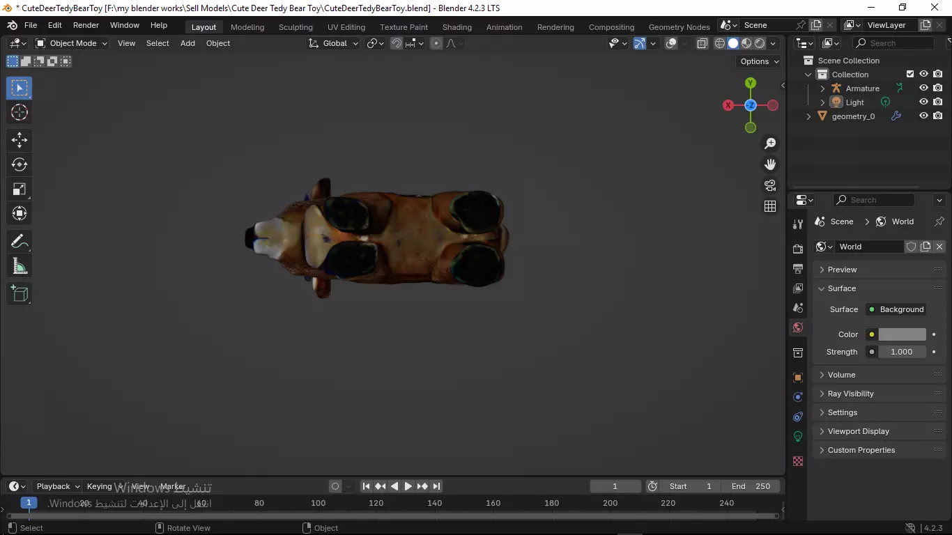 Cute Deer Tedy Bear Toy Low-poly 3D model_47