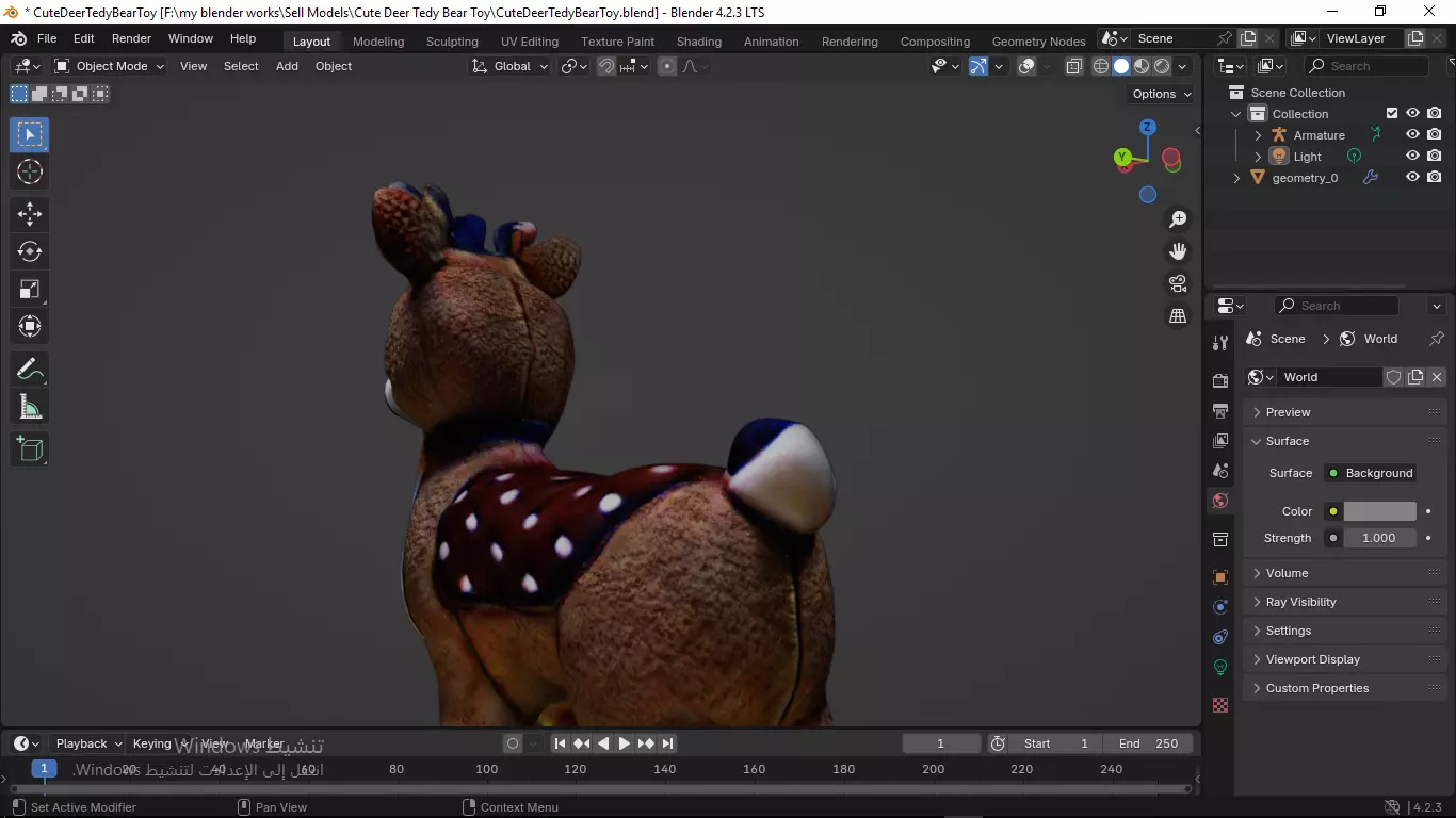 Cute Deer Tedy Bear Toy Low-poly 3D model_52