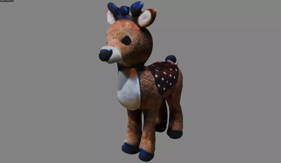 Cute Deer Tedy Bear Toy Low-poly 3D model_0