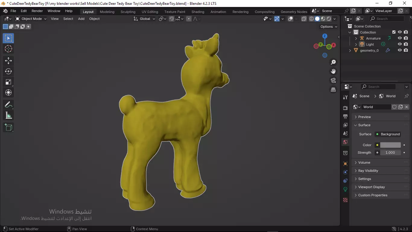 Cute Deer Tedy Bear Toy Low-poly 3D model_57