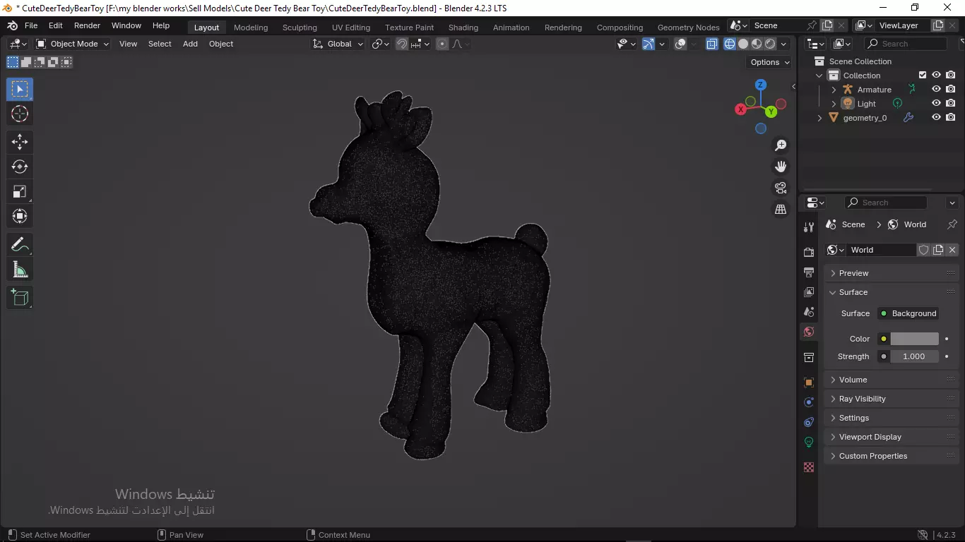 Cute Deer Tedy Bear Toy Low-poly 3D model_59