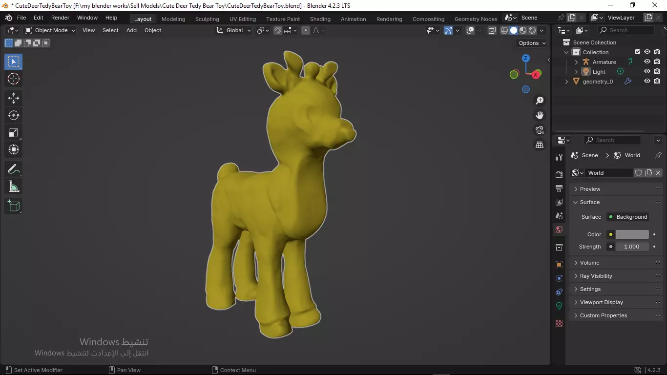 Cute Deer Tedy Bear Toy Low-poly 3D model_64