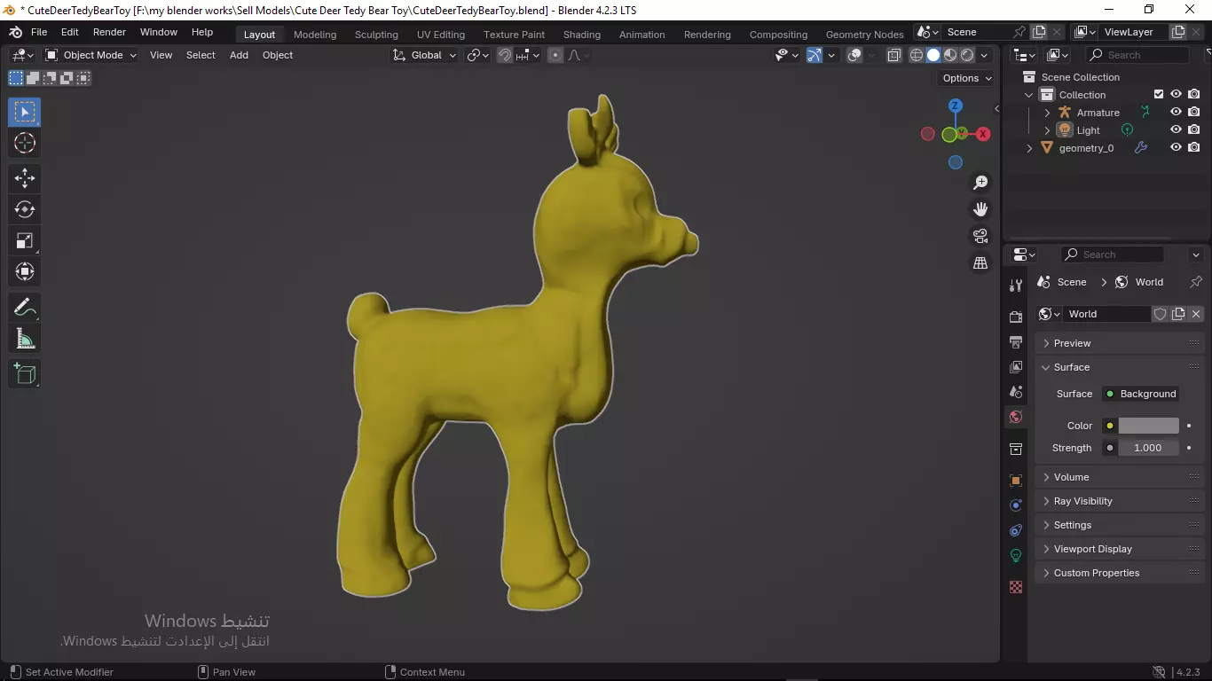 Cute Deer Tedy Bear Toy Low-poly 3D model_55