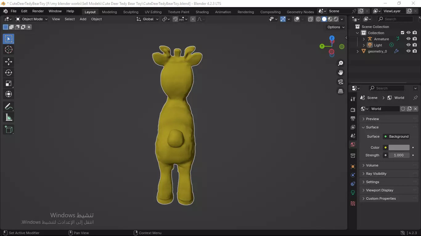 Cute Deer Tedy Bear Toy Low-poly 3D model_62