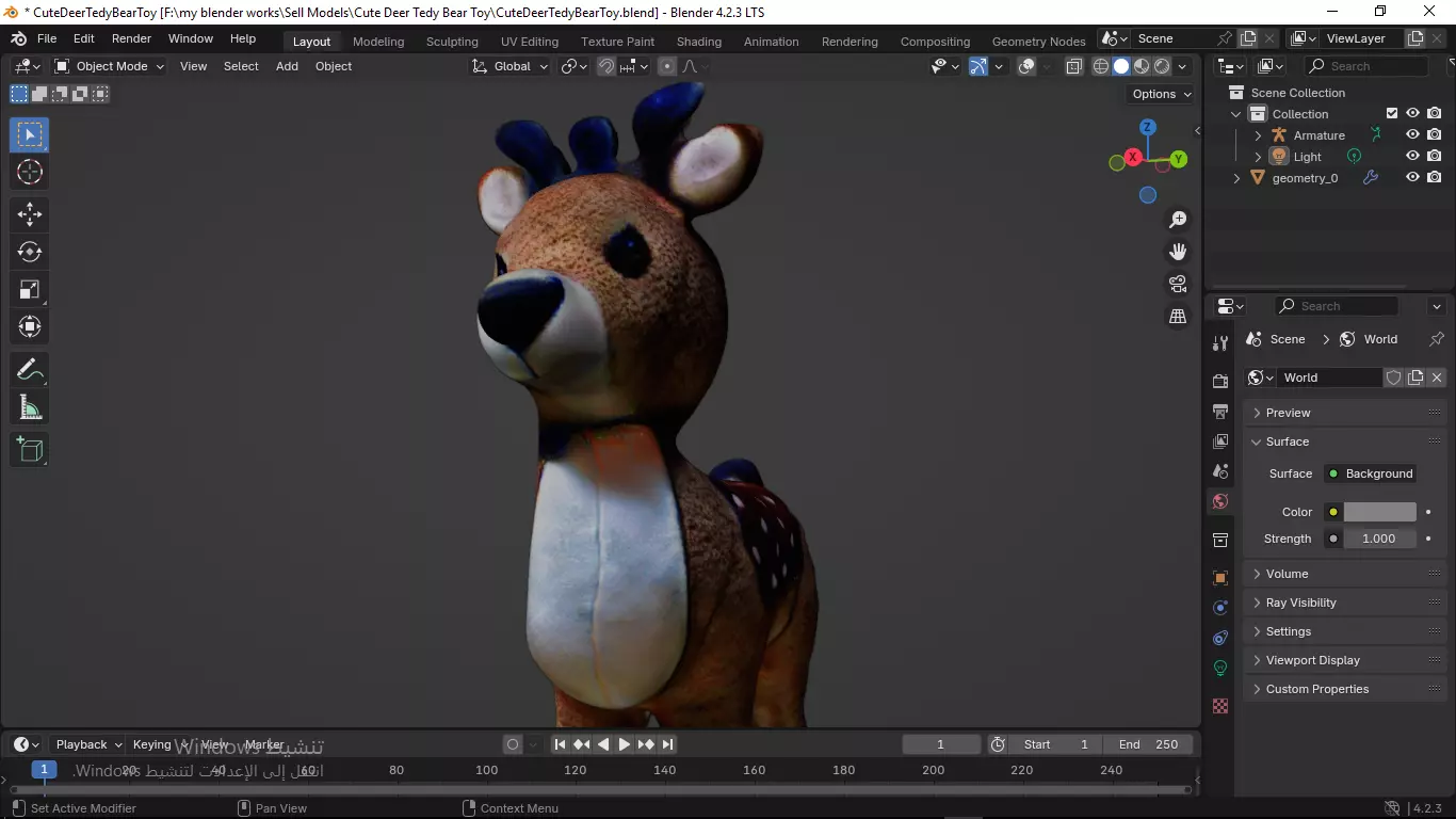 Cute Deer Tedy Bear Toy Low-poly 3D model_37