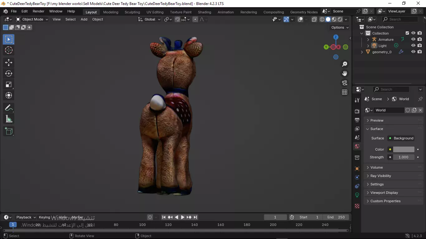 Cute Deer Tedy Bear Toy Low-poly 3D model_42