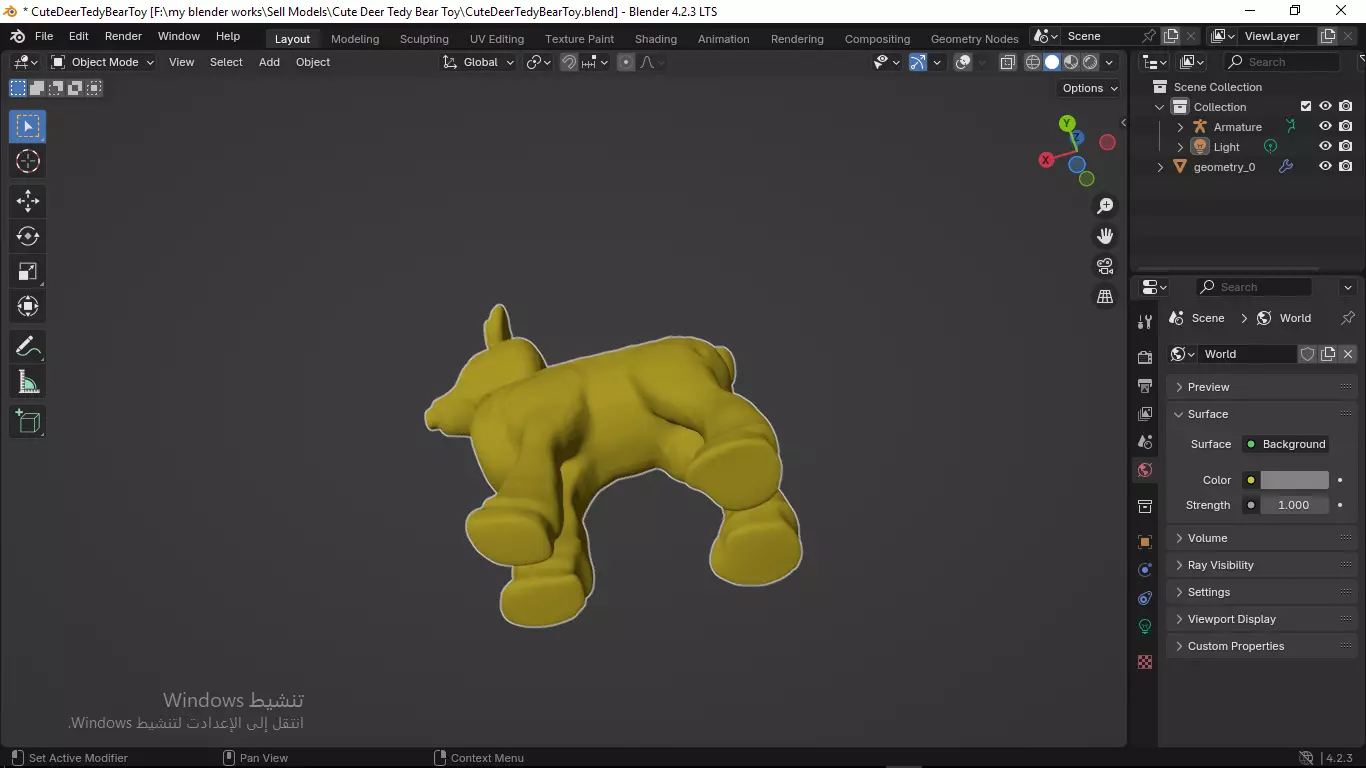 Cute Deer Tedy Bear Toy Low-poly 3D model_63