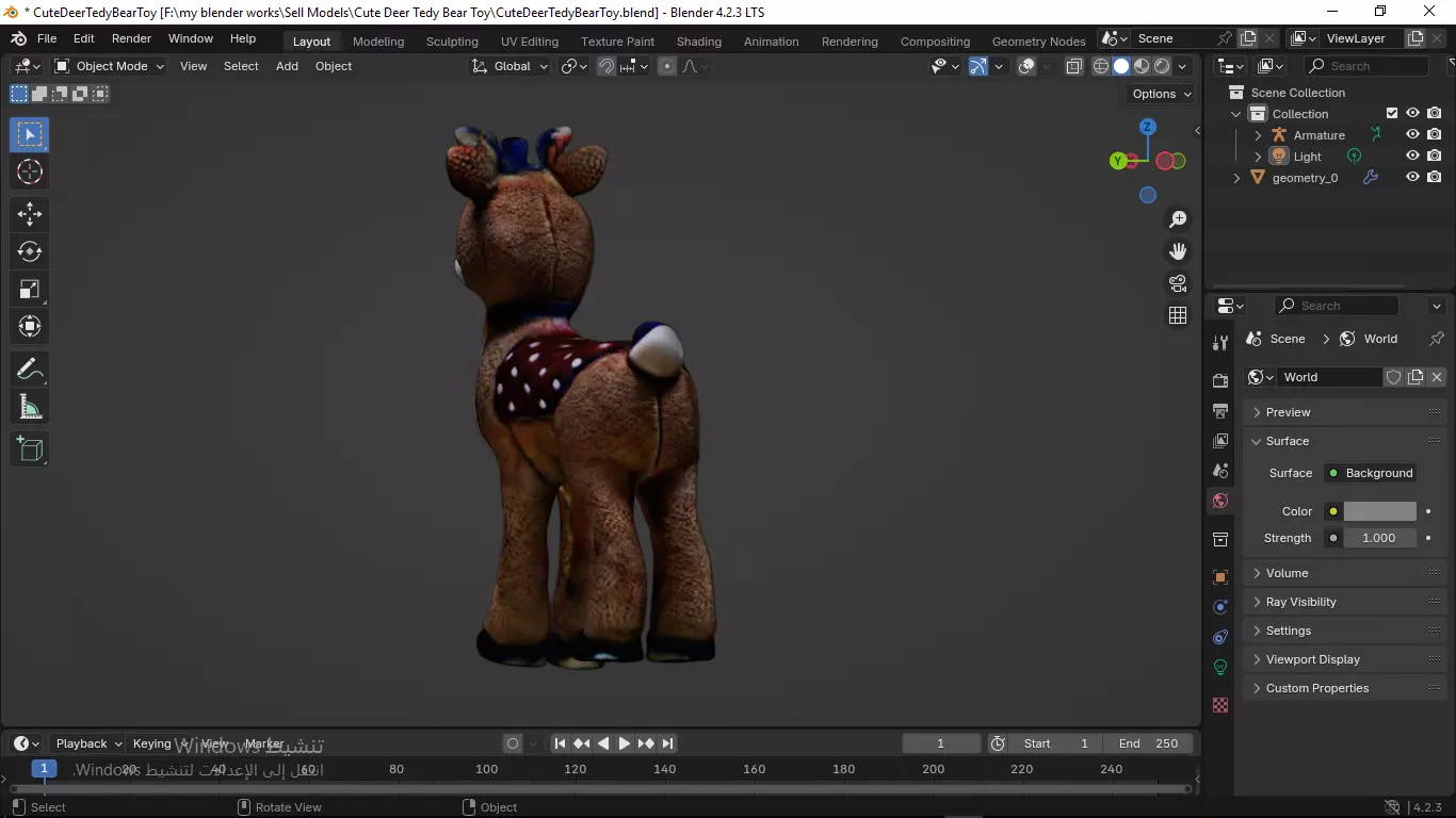 Cute Deer Tedy Bear Toy Low-poly 3D model_27