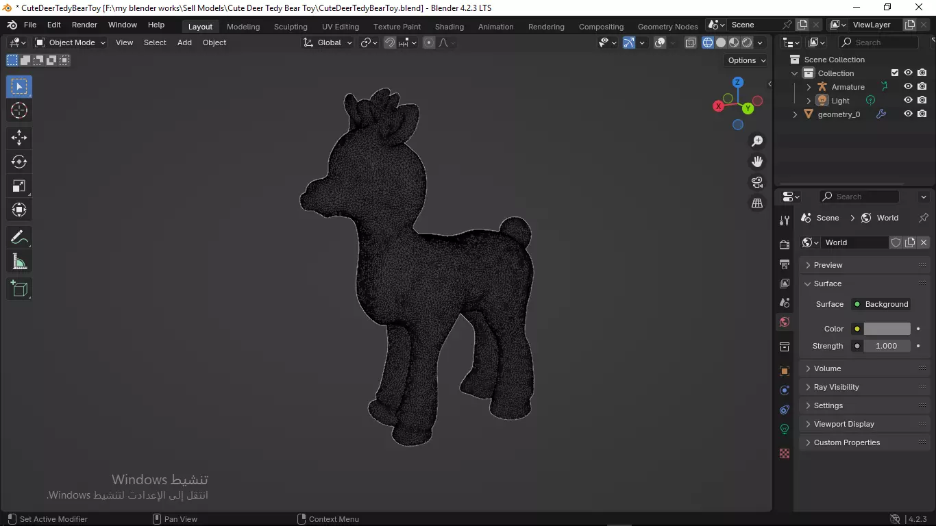 Cute Deer Tedy Bear Toy Low-poly 3D model_58