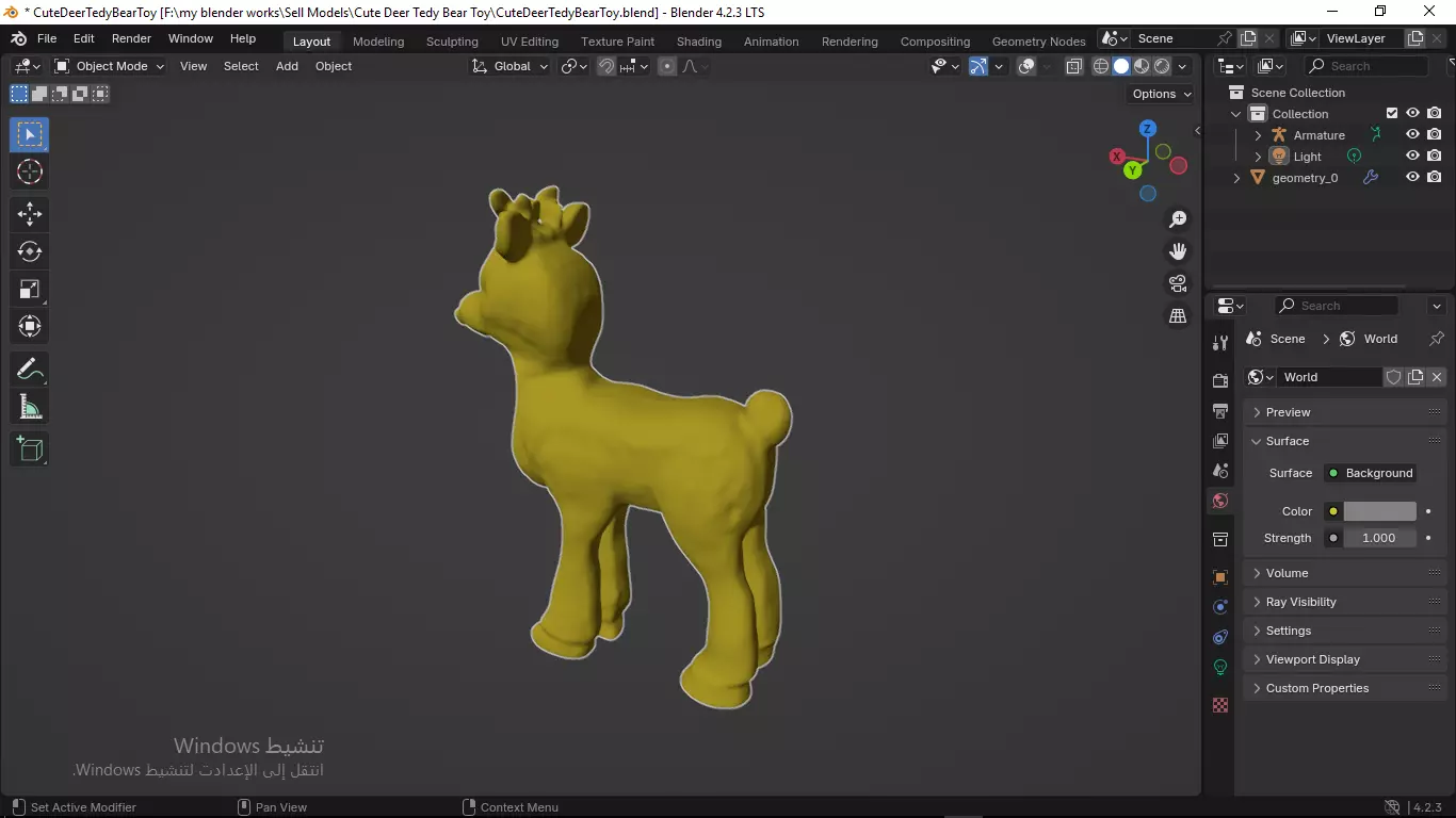 Cute Deer Tedy Bear Toy Low-poly 3D model_60