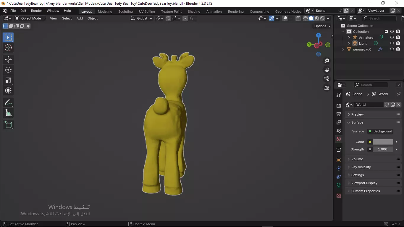 Cute Deer Tedy Bear Toy Low-poly 3D model_61