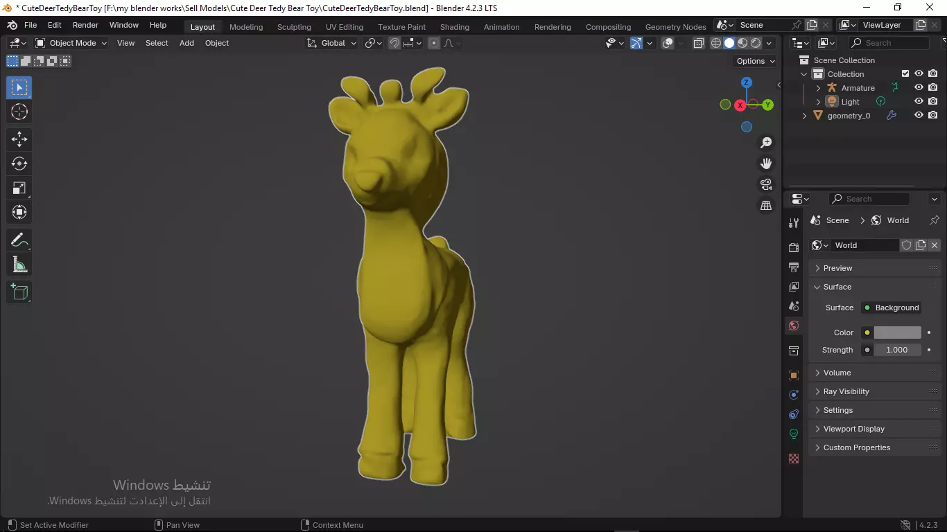 Cute Deer Tedy Bear Toy Low-poly 3D model_56