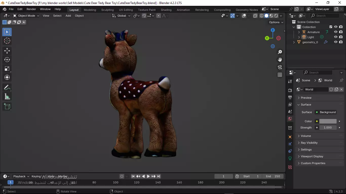 Cute Deer Tedy Bear Toy Low-poly 3D model_40