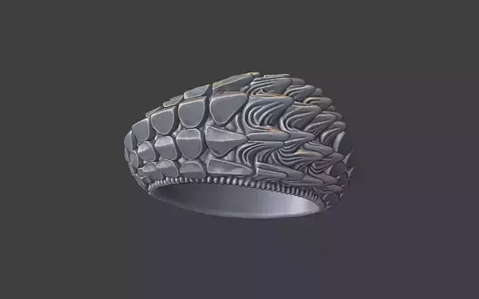 bioorganic giger style lizard skin ring  v20