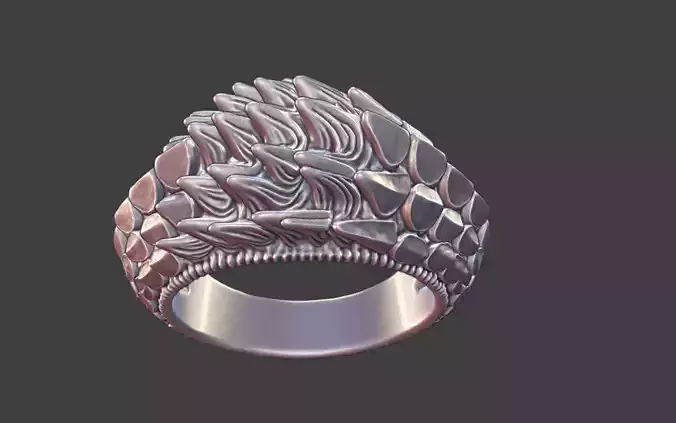 bioorganic giger style lizard skin ring  v20