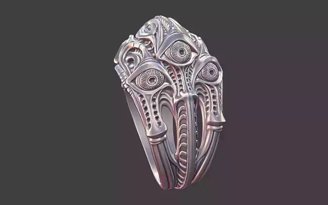 bioorganic giger style eye ring  v11