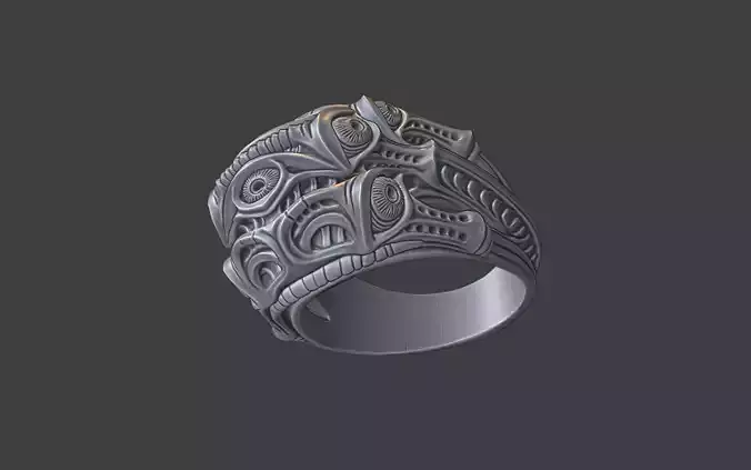bioorganic giger style eye ring  v11