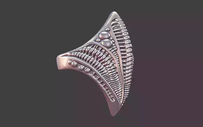bioorganic giger style diamond shaped ring  v17