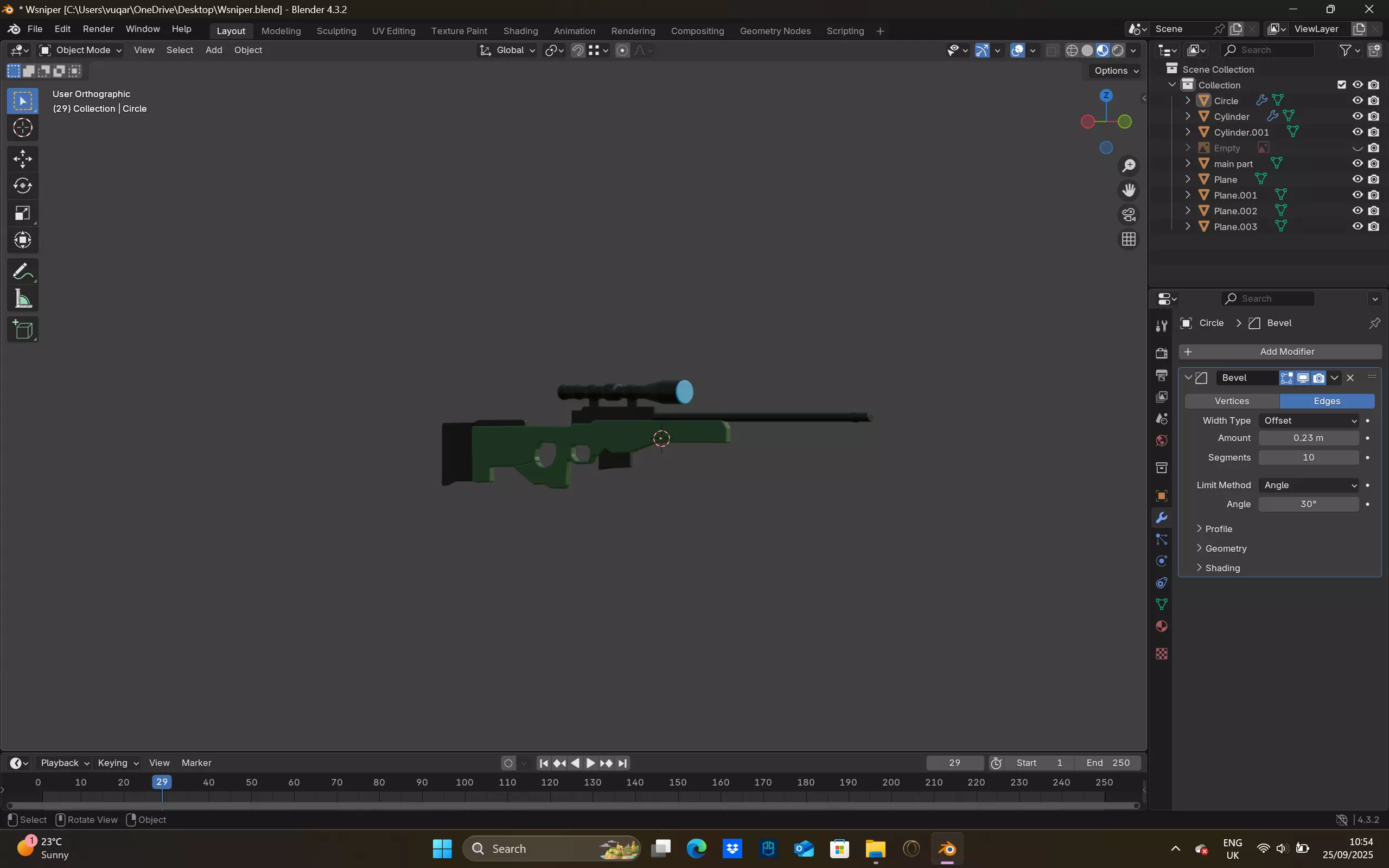 Game Ready Low Poly Sniper Rifle Low-poly 3D model_3