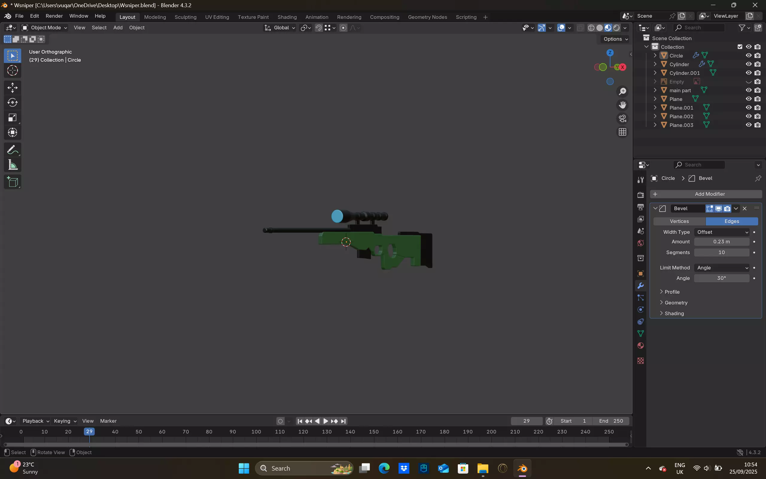 Game Ready Low Poly Sniper Rifle Low-poly 3D model_4